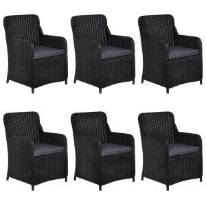 Set mobilier de exterior, 7 piese, negru, poliratan - Img 4