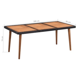 Set mobilier de exterior, 7 piese, negru și maro, poliratan - Img 6