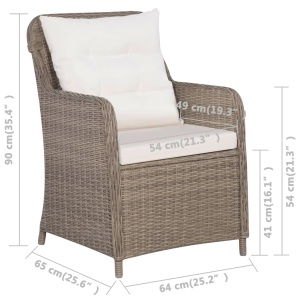 Set mobilier de exterior, 9 piese, maro, poliratan - Img 6