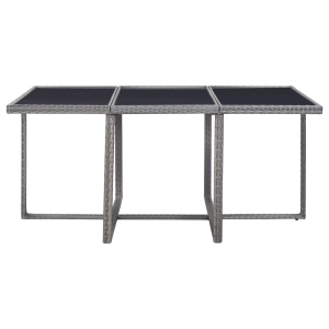 Set mobilier de exterior cu perne, 11 piese, gri, poliratan - Img 4