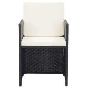 Set mobilier de exterior cu perne, 15 piese, negru, poliratan - Img 7