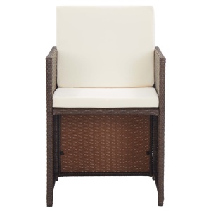 Set mobilier de exterior cu perne, 17 piese, maro, poliratan - Img 9