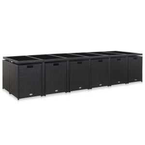 Set mobilier de exterior cu perne, 17 piese, negru, poliratan - Img 12
