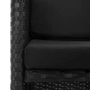 Set mobilier de exterior cu perne, 3 piese, negru, poliratan - Img 6