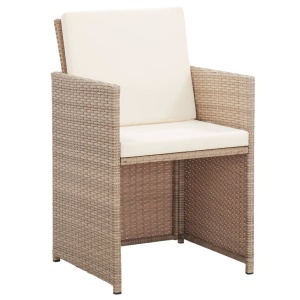 Set mobilier de exterior cu perne, 5 piese, bej, poliratan - Img 6