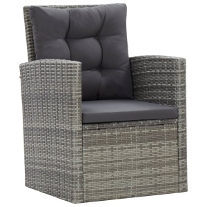 Set mobilier de exterior cu perne, 5 piese, gri, poliratan - Img 7