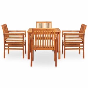 Set mobilier de exterior cu perne 5 piese lemn masiv de acacia - Img 2
