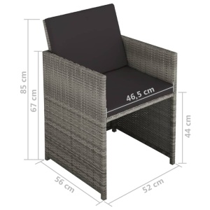Set mobilier de exterior cu perne, 6 piese, gri, poliratan - Img 9