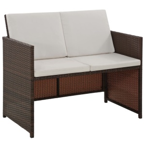 Set mobilier de exterior cu perne, 6 piese, maro, poliratan - Img 4