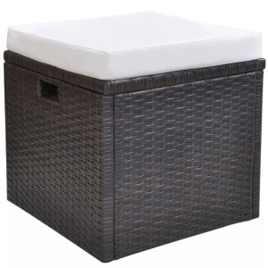 Set mobilier de exterior cu perne, 6 piese, maro, poliratan - Img 6