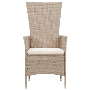 Set mobilier de exterior cu perne, 7 piese, bej, poliratan - Img 3