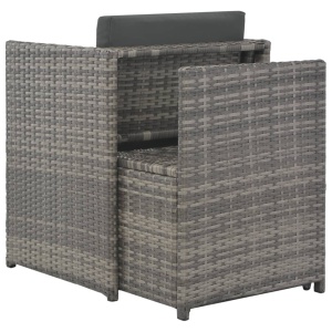 Set mobilier de exterior cu perne, 7 piese, gri, poliratan - Img 6
