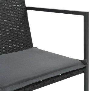 Set mobilier de exterior cu perne, 7 piese, negru, poliratan - Img 4