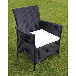 Set mobilier de exterior cu perne, 7 piese, negru, poliratan - Img 3