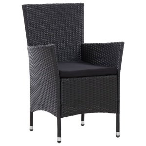 Set mobilier de exterior cu perne, 7 piese, negru, poliratan - Img 5
