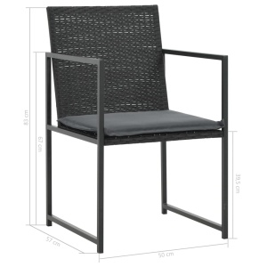 Set mobilier de exterior cu perne, 7 piese, negru, poliratan - Img 6