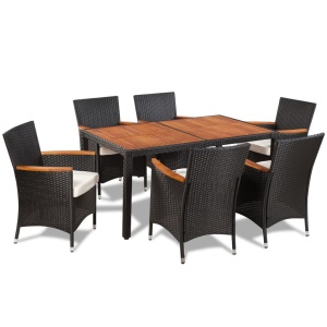Set mobilier de exterior cu perne, 7 piese, poliratan - Img 2