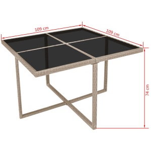 Set mobilier de exterior cu perne, 9 piese, bej, poliratan - Img 5