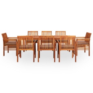 Set mobilier de exterior cu perne 9 piese, lemn masiv de acacia - Img 2