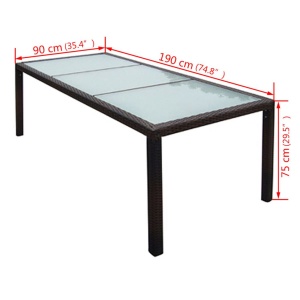 Set mobilier de exterior cu perne, 9 piese, maro, poliratan - Img 9