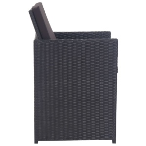 Set mobilier de exterior cu perne, 9 piese, negru, poliratan - Img 4