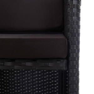 Set mobilier de exterior cu perne, 9 piese, negru, poliratan - Img 5