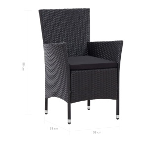 Set mobilier de exterior cu perne, 9 piese, negru, poliratan - Img 11