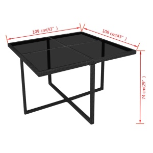 Set mobilier de exterior cu perne, 9 piese, negru, poliratan - Img 9