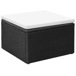 Set mobilier de grădină, 3 piese, negru &amp; alb, poliratan - Img 4