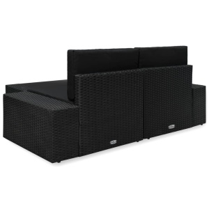 Set mobilier de grădină, 3 piese, negru, poliratan - Img 4