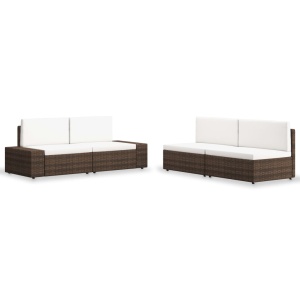 Set mobilier de grădină, 4 piese, maro, poliratan
