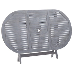 Set mobilier de grădină, 7 piese, gri, lemn masiv de acacia - Img 7