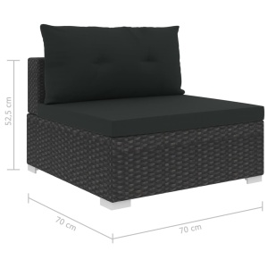 Set mobilier de grădină cu perne, 10 piese, negru, poliratan - Img 10