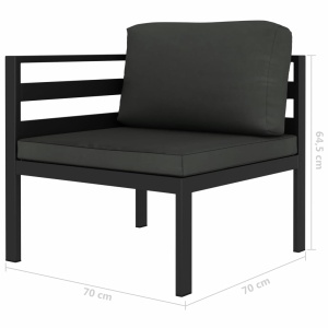 Set mobilier de grădină cu perne, 2 piese, antracit, aluminiu - Img 3