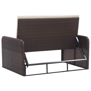 Set mobilier de grădină cu perne, 2 piese, maro, poliratan - Img 6
