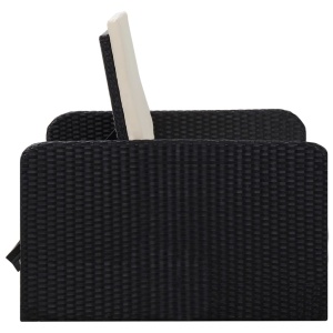 Set mobilier de grădină cu perne, 2 piese, negru, poliratan - Img 8