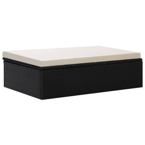 Set mobilier de grădină cu perne, 2 piese, negru, poliratan - Img 10