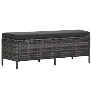 Set mobilier de grădină cu perne, 3 piese, gri, poliratan - Img 4