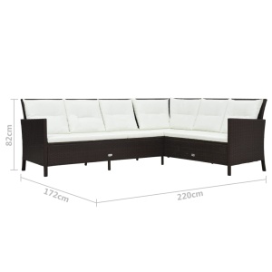 Set mobilier de grădină cu perne, 3 piese, maro, poliratan - Img 9