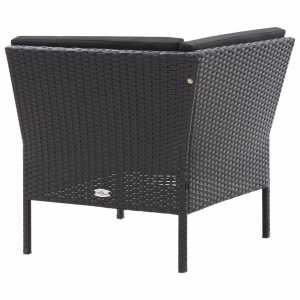 Set mobilier de grădină cu perne, 3 piese, negru, poliratan - Img 6