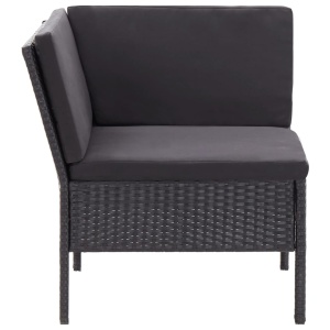 Set mobilier de grădină cu perne, 3 piese, negru, poliratan - Img 8