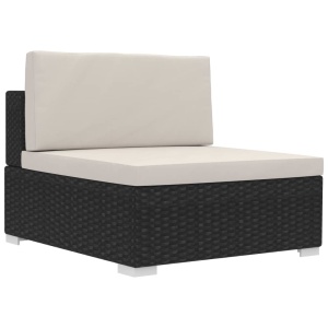Set mobilier de grădină cu perne, 3 piese, negru, poliratan - Img 6