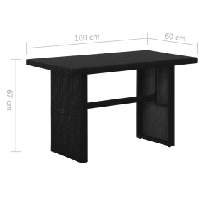 Set mobilier de grădină cu perne, 3 piese, negru, poliratan - Img 6