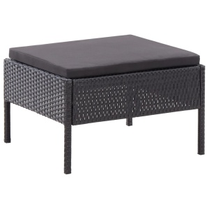 Set mobilier de grădină cu perne, 3 piese, negru, poliratan - Img 12