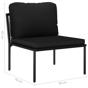 Set mobilier de grădină cu perne, 3 piese, negru, PVC - Img 11