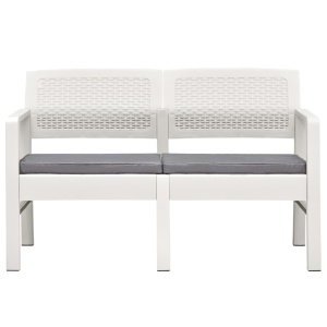 Set mobilier de grădină cu perne, 4 piese, alb, plastic - Img 3