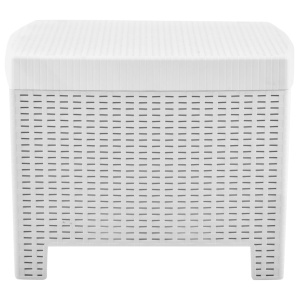 Set mobilier de grădină cu perne, 4 piese, alb, plastic - Img 10