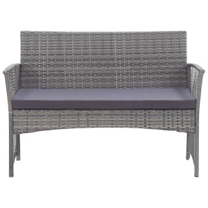 Set mobilier de grădină cu perne, 4 piese, antracit, poliratan - Img 12