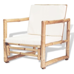 Set mobilier de grădină cu perne, 4 piese, bambus - Img 5