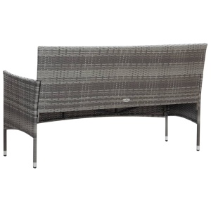 Set mobilier de grădină cu perne, 4 piese, gri, poliratan - Img 4